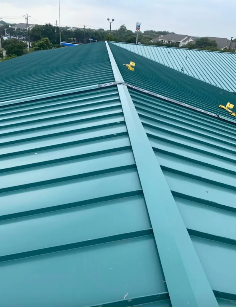Green commercial metal roof ridge and valley for Metal Roof Repair in Yorkshire